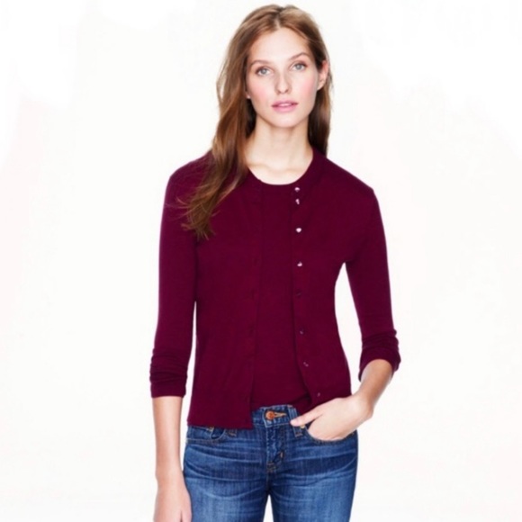 J Crew Jackie Cardigan Cotton Burgundy 